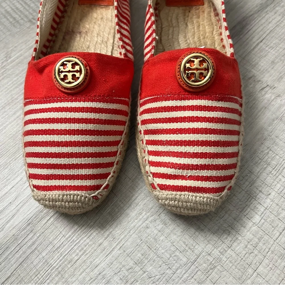 TORY BURCH Flams Red and White Espadrilles Size 11